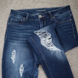Medium Wash Super Distressed Skinny Jeans
